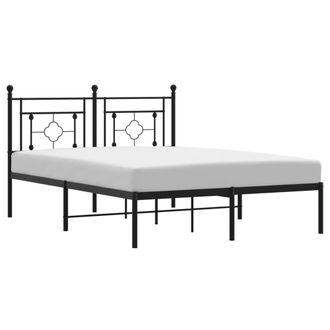 Berkfield Home Metal Bed Frame without Mattress with Headboard Black 140x200cm | Size: 140x200 cm