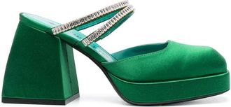 Nodaleto Bulla Smith 100mm platform mules - women - Viscose/Calf Leather/Calf Leather/Rubber - 37 - Green