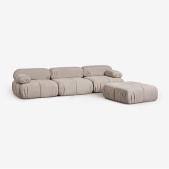 Sklum Divano modulare a 3 pezzi e pouf in boucl&eacute; confezionato sottovuoto Kendall SKLUM