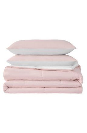 Juicy Couture Reversible Box Stitch Comforter & Sham Set in Pink Marshmallow/White at Nordstrom Rack, Size Twin/twin Xl