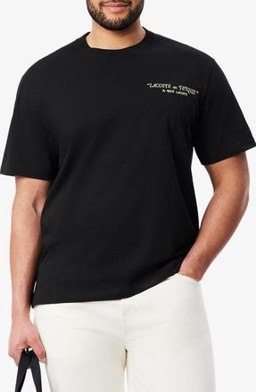 Lacoste Core Originals Embroidered Cotton Graphic T-Shirt in Black at Nordstrom, Size 3