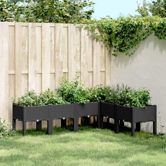 vidaXL Jardinera Con Patas Pp Negro 160x120x42 Cm Vidaxl