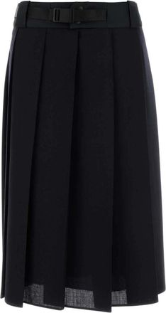 Prada Black Pleated Midi Skirt
