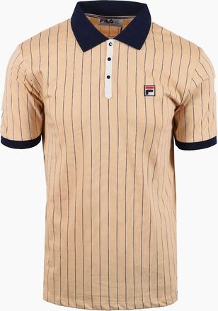 Fila Mens FILA CLASSIC BB1 STRIPED POLO BEIGE/FILA NAVY/GARDENIA - Beige Fila Navy Gardenia - Size: 38