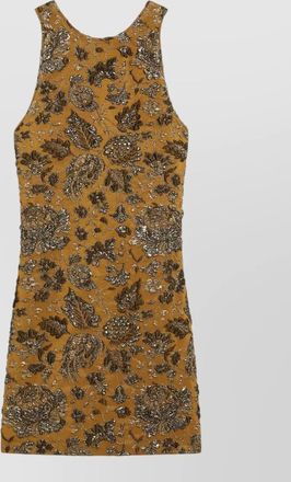 Saint Laurent metallic floral brocade sleeveless mini dress