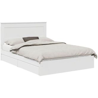 vidaXL Storage Bed with Headboard White 140 x 190 cm Engineered Wood vidaXL