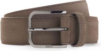 BOSS Leather business belt with polished gunmetal buckle