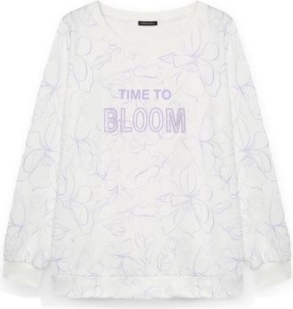 Fiorella Rubino Bloemen Sweater met Tekst - Dames - Sweatshirts - Wit - S - Hoodies & sweatvesten