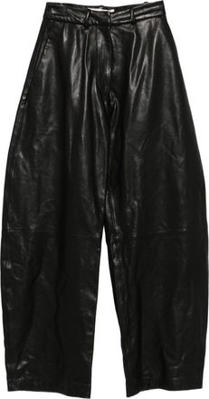 Nour Hammour Leather Wide-Leg Trousers - Womens - Cupro/Viscose/Lambskin