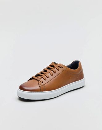 Ben Sherman Mens Ben Sherman Ace Cupsole Leather Mens Tan Trainers - Brown - Size: 12