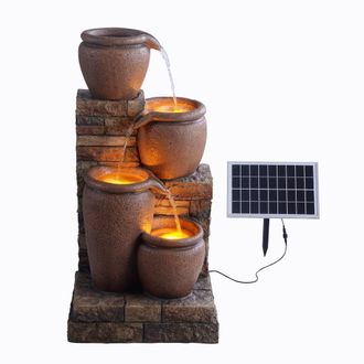 Teamson Home Outdoor Water Fountain, LED Lights, 78 cm Terracotta in Brown