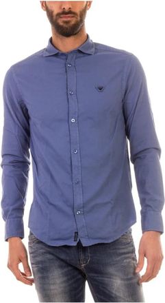 Armani Jeans Blouses Shirts - Heren - Casual Overhemden - Blauw - S - Overhemden