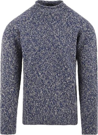 Drumohr Rondgebreide trui - Heren - Ronde hals truien - Blauw - XL - Wol - Truien & Vesten