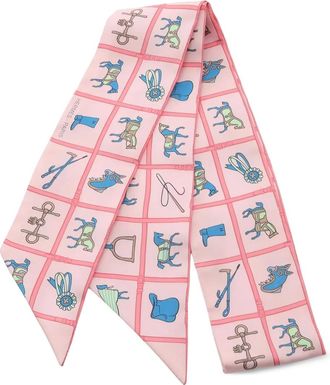 Herm&egrave;s graphic ribbon scarf - Pink