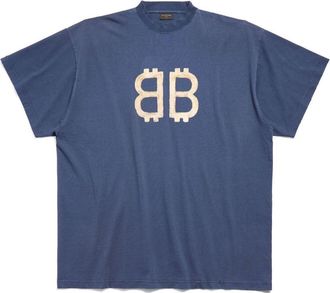 Balenciaga Crypto Oversized T-shirt Blue 739028TOVU64108