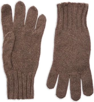 John Smedley Calow ribbed gloves - Brown