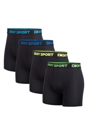 DKNY Pack of 4 Boxer Briefs in Blue/blue/yellow/green Logo at Nordstrom Rack, Size X-Large