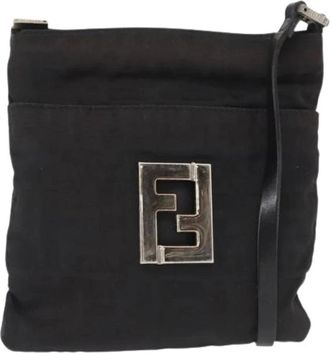 Fendi Pre-owned Cross Body Bags, female, Black, Size: ONE SIZE Pre-owned Canvas Cross Body Bag