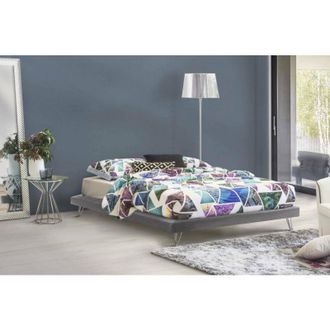Talamo Italia Cama Matrimonial Isabella, Cama Fija En Tela Con Pies, 100% Made In Italy, Adecuado Para Colch&oacute;n 160x190 Cm, Gris, Con Embalaje Reforzado - Talamo Ita