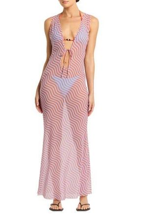 Bond-Eye Harper Cover-Up Maxi Dress in Sunbaked Stripe at Nordstrom Rack, Size X-Small/small