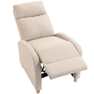 HOMCOM Homcom Poltrona Reclinabile In Tessuto Effetto Lino Con Poggiapiedi Beige