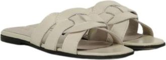 Summum Gevlochten leren slippers - Dames - Sandalen - Beige - 36 EU - Leer - Schoenen