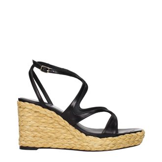 Jimmy Choo London Raffia Wedge Hak Sandalen