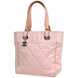 Chanel Pink Canvas Leather Tote Bag (Pre-Owned)