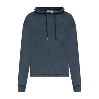 Off-white Hoodies, male, Blue, Size: XS Logo-printed Sweatshirt