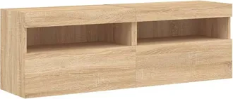 Berkfield Home TV Wall Cabinets with LED Lights 2 pcs Sonoma Oak 60x30x40 cm in Light Tan | Size: 60 x 30 x 40 cm