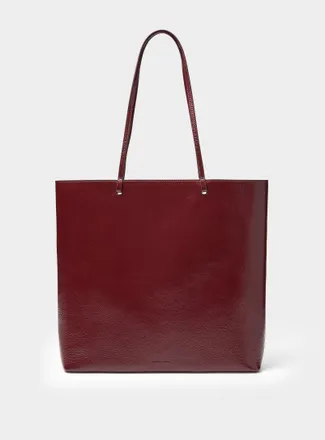 Mansur Gavriel Womens Filo polished burgundy pebbled leather tote bag