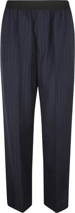 Balenciaga Pinstripe Broek - Dames - Straight fit broeken - Blauw - 2XS - Wol - Broeken