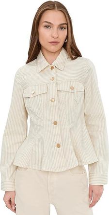 Liverpool L.A. Fit And Flare Trucker Denim Jacket Womens Jacket Nautical Stripe : XS, Cotton/Denim/Elastane