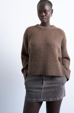 Topshop Fluffy Crewneck Sweater in Brown at Nordstrom Rack, Size Medium