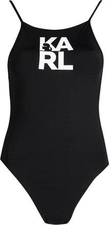 Karl Lagerfeld Badpak met geprint logo - Dames - Badkleding - Zwart - Maat: XS Zijde