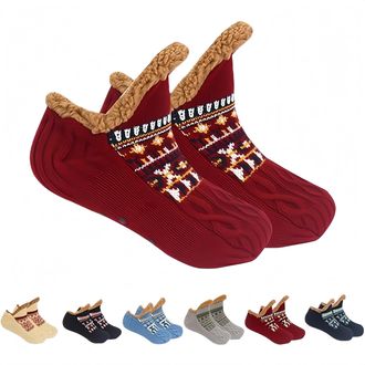 Generic Winter Wool Warmth Socks,Unisex Thicker Cold Fuzzy Non-Slip Floors,All-Day Comfort Fluffy Soft Cold-Proof Socks (red, L, Adult, Women, Small, Alpha, U