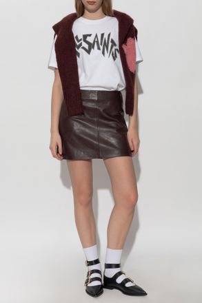 AllSaints Renai Leather Skirt, Womens, Burgundy