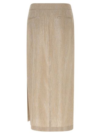 PESERICO Lam&eacute; Thread Midi Skirt - Beige