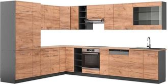 Vicco Cocina Esquinera Fame-line, Oro Power Roble/antracita, 347 X 257 Cm, Et Roble