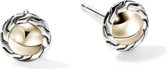John Hardy Essential Two-Tone Sterling Silver and Yellow Gold Stud Earrings - EZZ98702