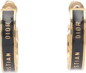 Dior 2000-2025 Gold Plated Enamel Dior Night Code Hoop Push Back Earrings costume earrings - Oro