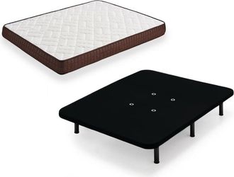 HOGAR 24 Zr27 - Colch&oacute;n + Base Tapizada Negra Con Patas, Medida 90x190 Cm. Nucleo Alta Densidad Transpirable Con Tejido 3d Y Aloe Vera