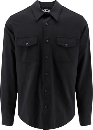 Aspesi Double Shirt - Heren - Casual Overhemden - Zwart - M - Wol - Overhemden