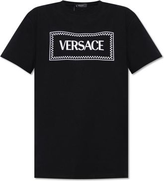 Versace T-shirt met logo - Dames - T-shirts - Zwart - XS - Katoen - Tops
