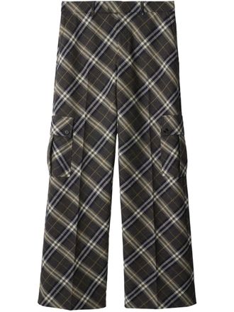Burberry Geruite wollen pantalon - Groen