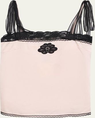 Marc Jacobs Ribbon-Strap Satin Tank Top