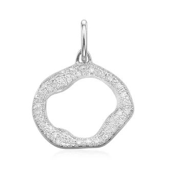 Monica Vinader Sterling Silver Riva Circle Diamond Pendant Charm Diamond