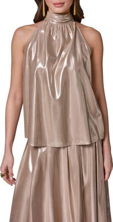 DKNY Metallic Halter Top in Snow Petal/silver at Nordstrom, Size X-Large