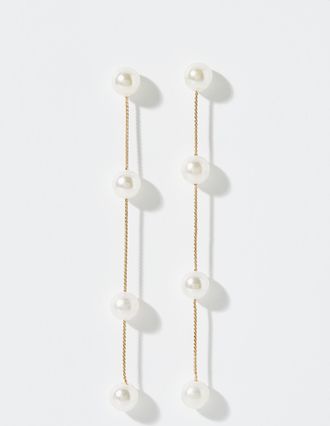 Simons Womens Long pearly bead earrings