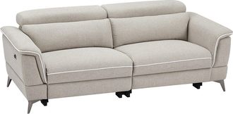 Vente-Unique Sof&aacute; 3 plazas relax el&eacute;ctrico de tela beige MACARI